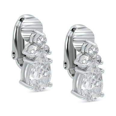 Cubic Zirconia Pear-Shape Clip-On Stud Earrings, Created for Macy's