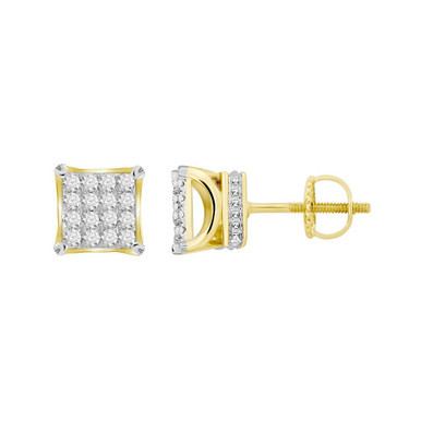 Men's Diamond (3/4 ct.t.w.) Square Earring Set in 10k Yellow Gold