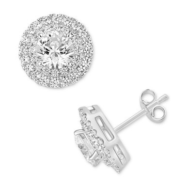 Diamond Double Halo Stud Earrings (2-1/4 ct. t.w.) in 14k White Gold