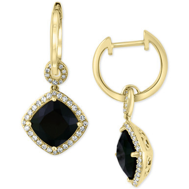 EFFY® Diamond (1/3 ct. t.w.) & Onyx (10mm) Drop Earrings In 14k Gold