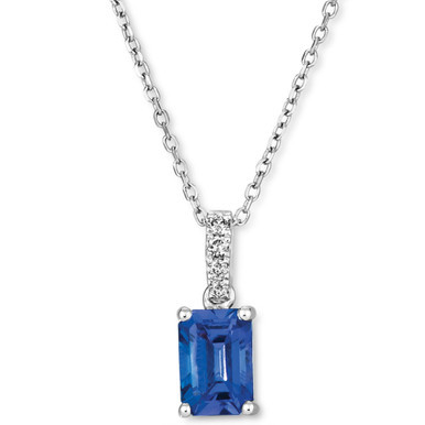 Blueberry Tanzanite (3/4 ct. t.w.) & Vanilla Diamond (1/20 ct. t.w.) Pendant Necklace in 14k White Gold