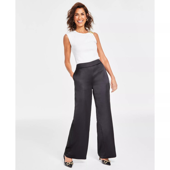 Women's Satin High-Rise Pull-On Pants, Created for Macy's