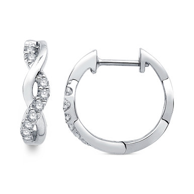 Diamond Twist Hoop Earrings (1/5 ct. t.w.) in 14k White Gold