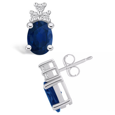 Sapphire (3 Ct. t.w.) and Diamond (1/5 Ct. t.w.) Stud Earrings