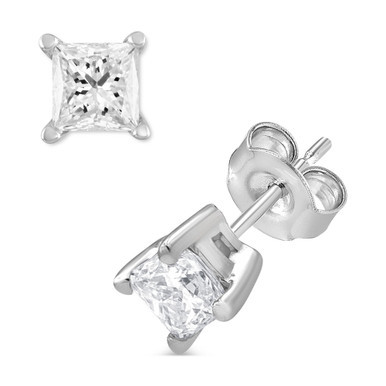 Diamond Princess Stud Earrings (1/2 ct. t.w.) in 14k White Gold