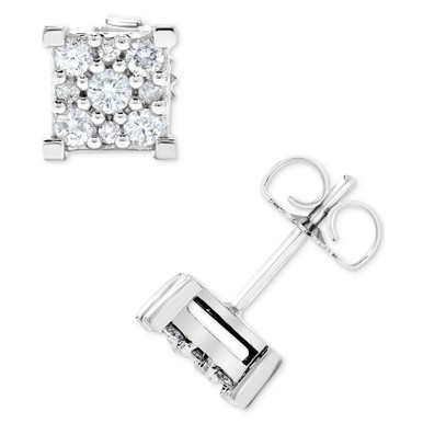 Diamond Square Cluster Stud Earrings (1/2 ct. t.w.) in 14k White Gold