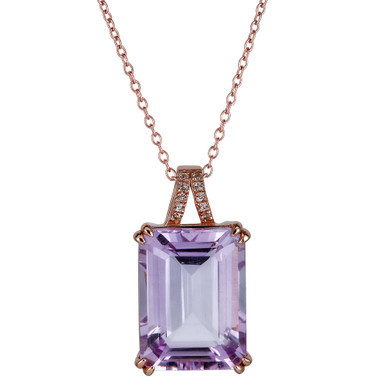 Pink Amethyst (13 ct. t.w.) & White Topaz (1/20 ct. t.w.) 18" Pendant Necklace in Gold-Plated Sterling Silver (Also in Blue Topaz, Green Quartz, & Mystic Topaz)