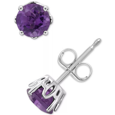 Rhodolite Garnet Stud Earrings (1-1/5 ct. t.w.) in Sterling Silver (Also in Opal, Citrine, White Topaz, Peridot, Aquamarine, and Amethyst)