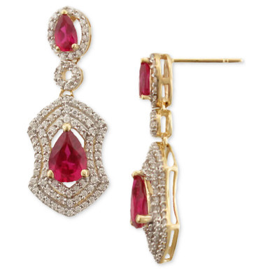 Ruby (2-1/2 ct. t.w.) & Diamond (3/4 ct. t.w.) Drop Earrings in 14k Gold