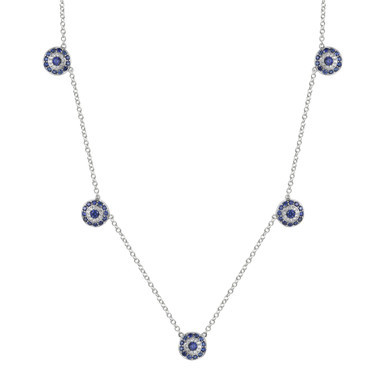 Lab-Created Sapphire (1-1/10 ct. t.w.) & Lab-Created White Sapphire (1/6 ct. t.w.) 17" Collar Necklace in Sterling Silver