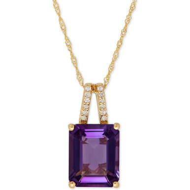 Amethyst (2-9/10 ct. t.w.) and Diamond Accent Pendant Necklace in 14k Rose Gold