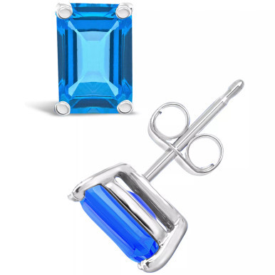 Blue Topaz (1-3/8 ct. t.w.) Stud Earrings in 14K Yellow Gold or 14K White Gold