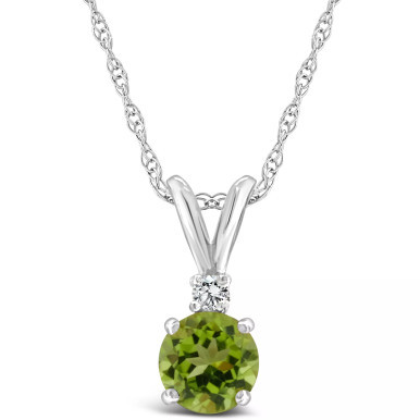 Peridot (1/2 ct. t.w.) and Diamond Accent Pendant Necklace in 14K Yellow Gold or 14K White Gold