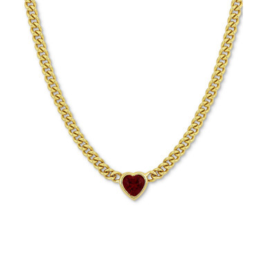 Lab-Created Ruby Heart 18" Collar Necklace (2-7/8 ct. t.w.) in Yellow-Plated Sterling Silver