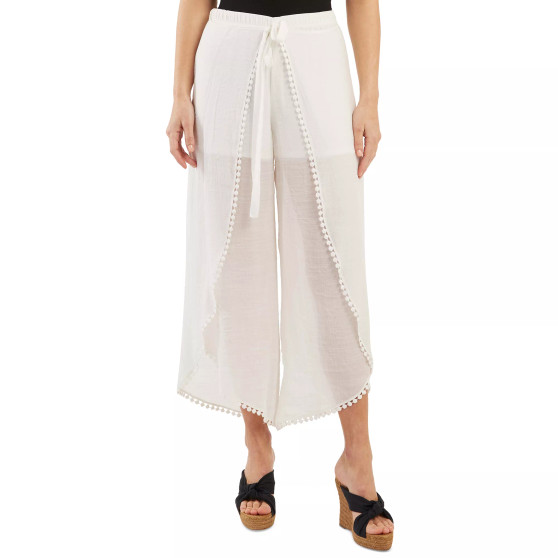 Juniors' Tie-Front Gauze Cropped Pants