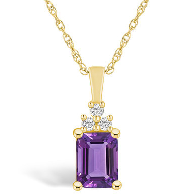 Amethyst (1-5/8 Ct. T.W.) and Diamond (1/10 Ct. T.W.) Pendant Necklace in 14K Yellow Gold