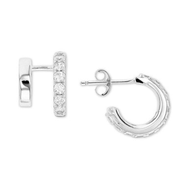 Cubic Zirconia Cuff Hoop Earrings