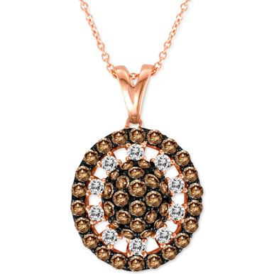 Chocolate Diamonds (1-3/8 ct. t.w.) & Vanilla Diamonds (1/3 ct. t.w.) Oval 18" Pendant Necklace in 14k Rose Gold