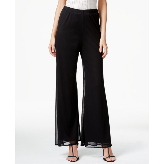 Wide-Leg Mesh-Overlay Pants