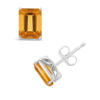 Citrine (3-1/5 ct. t.w.) Stud Earrings in 14K White Gold