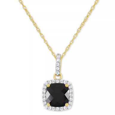 Cultured Freshwater Pearl & Lab-Created White Sapphire (1/6 ct. t.w.) Halo 18" Pendant Necklace in 10k Gold (Also in Onyx)