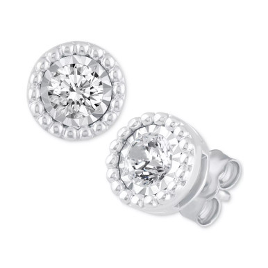 Diamond Beaded Frame Stud Earrings (1/2 ct. t.w.) in 14k Gold