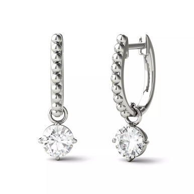 Moissanite Beaded Drop Earrings 1 ct. t.w. Diamond Equivalent in 14k Gold