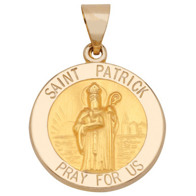Saint Patrick Medal Pendant in 14k Yellow Gold