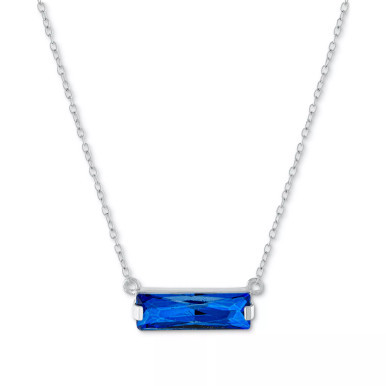 Crystal Rectangle Solitaire 18" Pendant Necklace in Sterling Silver, Created for Macy's