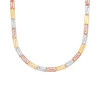 Reversible Greek Key 17" Chain Necklace in 10k Tricolor Gold