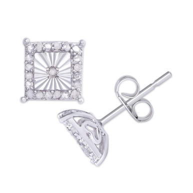Diamond 1/4 ct. t.w. Square Miracle Plate Stud Earrings in Sterling Silver