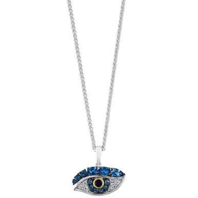EFFY® Multi-Gemstone Eye 18" Pendant Necklace (1-1/3 ct. t.w.) in Sterling Silver & 14k Gold-Plate