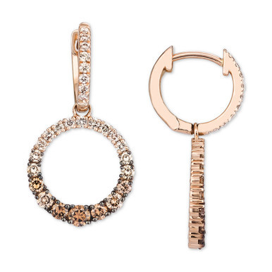 Diamond Ombré Dangle Hoop Earrings (1-1/3 ct. t.w.) in 14k Rose Gold