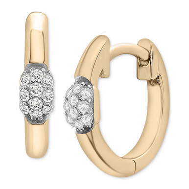 Diamond Mini Cluster Small Hoop Earrings (1/10 ct. t.w.) in 14k Gold-Plated Sterling Silver, Created for Macy's