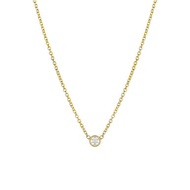 Small Bezel 14K Gold Diamond Necklace