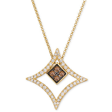 Nude Diamond (1/3 ct. t.w.) & Chocolate Diamond (1/5 ct. t.w.) Geometric Pendant Necklace in 14k Gold, 18" + 2" extender