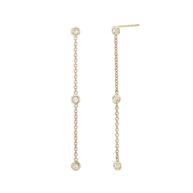 Triple Bezel Diamond Drop Earrings
