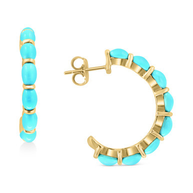 EFFY® Turquoise Half Hoop Earrings in 14k Gold