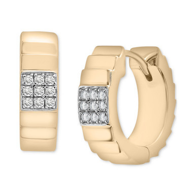 Diamond Textured Small Huggie Hoop Earrings (1/10 ct. t.w.) in 14k Gold-Plated Sterling Silver, Created for Macy's