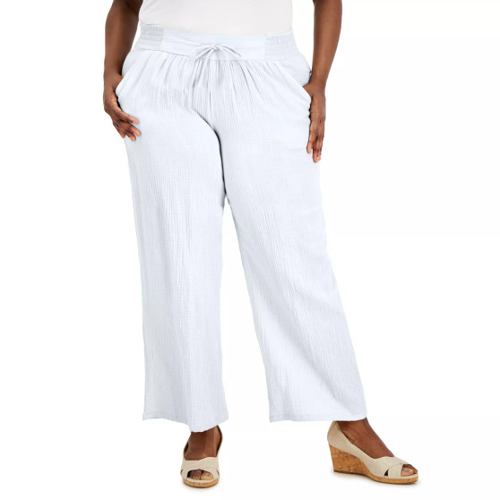 Plus Size Gauze Drawstring Pants, Created for Macy's
