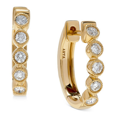 Diamond Bezel Hoop Earrings (3/8 ct. t.w) in 14K Gold