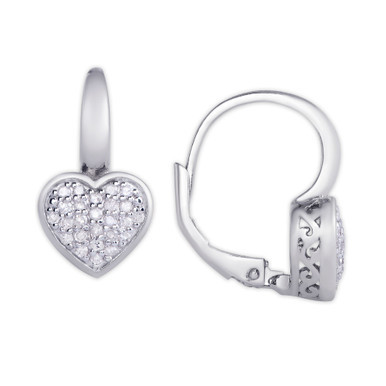 Diamond 1/4 ct. t.w. Heart Leverback Earrings in Sterling Silver