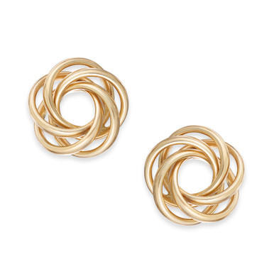 Multi-Ring Love Knot Stud Earrings in 14k Gold