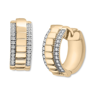 Diamond Textured Small Hoop Earrings (1/4 ct. t.w.) in 14k Gold-Plated Sterling Silver, Created for Macy's