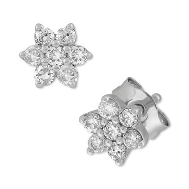 Diamond Star Cluster Stud Earrings (1/5 ct. t.w.) in 10k White Gold
