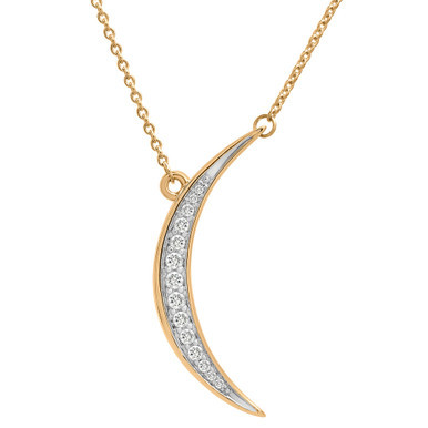 Diamond Moon Pendant Necklace (1/10 ct. t.w.) in 14k Gold, 17" + 2" extender, Created for Macy's
