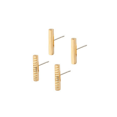 24K Gold-Plated Meta Bar Stud Earring 4 Piece Set