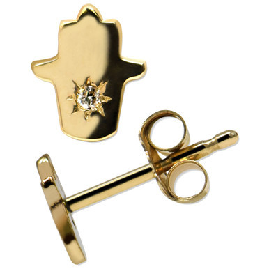 Jac+Jo by Anzie Diamond Accent Hamsa Hand Stud Earrings in 14k Gold