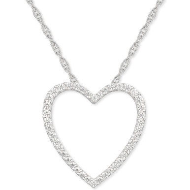 Diamond Heart 18" Pendant Necklace (1/4 ct. t.w.) in Sterling Silver