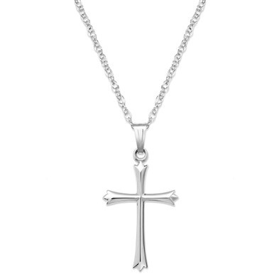 Sterling Silver Necklace, Pointed Tip Cross Pendant